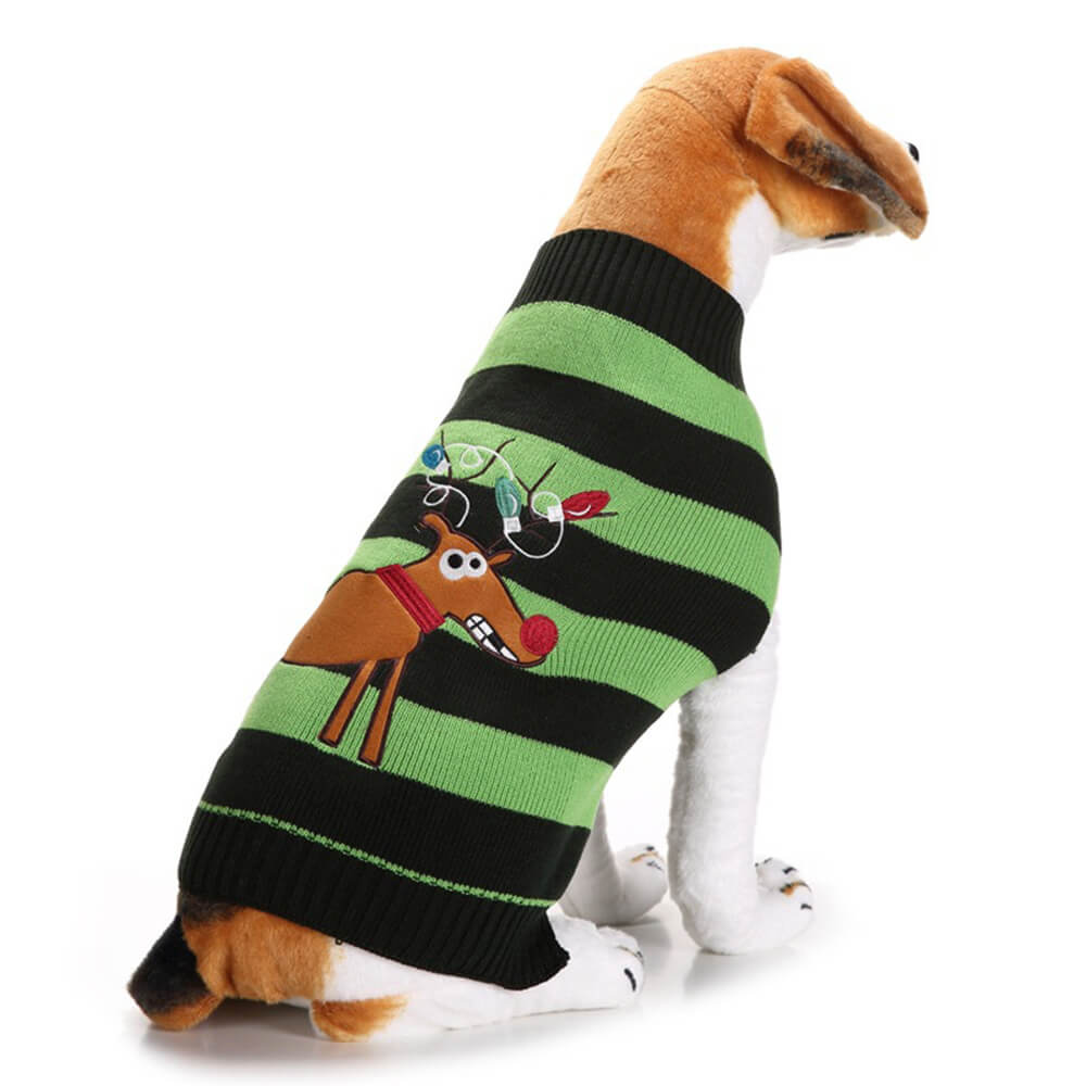 Warmer Rollkragenpullover mit Weihnachts-Rentier-Motiv für Hunde