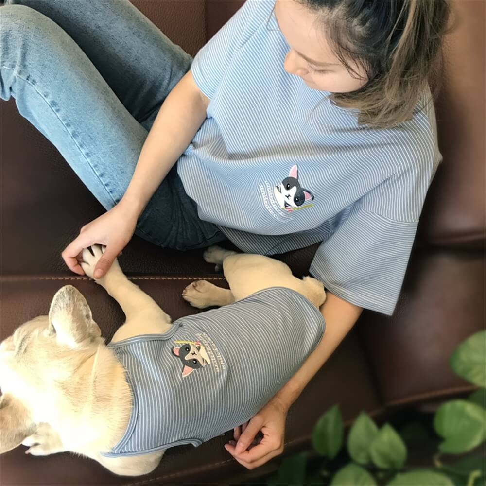 Haustier Kleidung Hund Eltern-Kind Outfit Gestreift Kurzarm