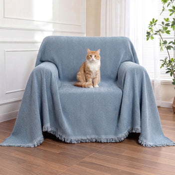 Quaste Couchbezug Chenille-Decke mit Sessel Fischgrätenmuster