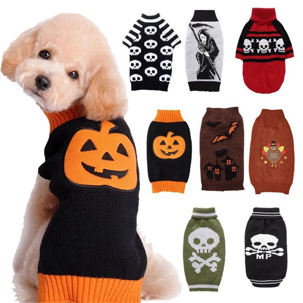 Halloween-Haustierpullover | Warme und gemütliche Hundekleidung mit Halloween-Muster