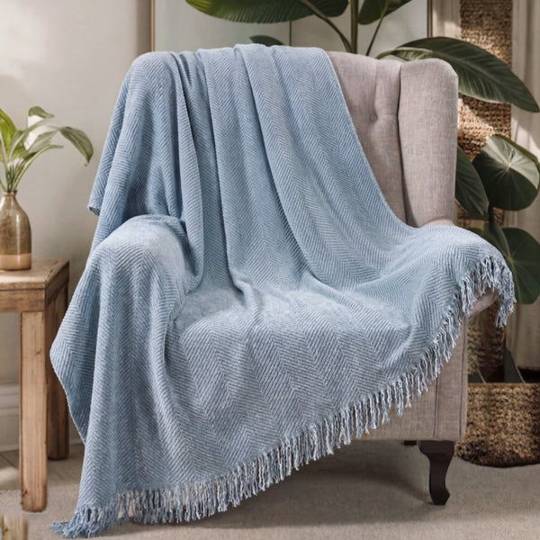 Quaste Couchbezug Chenille-Decke mit Sessel Fischgrätenmuster