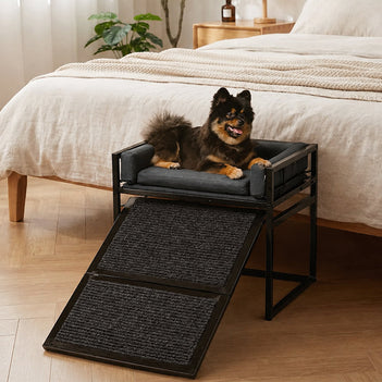Erhöhtes Haustier-Schlafsofa mit Treppe für das Bett oder Hundefensterplatz - Haustierfreundliches Schlafzimmer