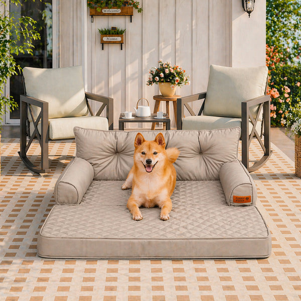 Luxe Kunstleder Faltbares Orthopädisches Großes Hundebett - Outdoor