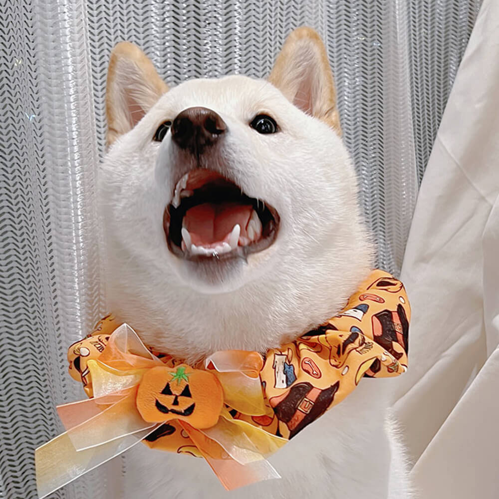 Niedlicher Kürbis Rüschen Halloween Hunde Bandana Schal