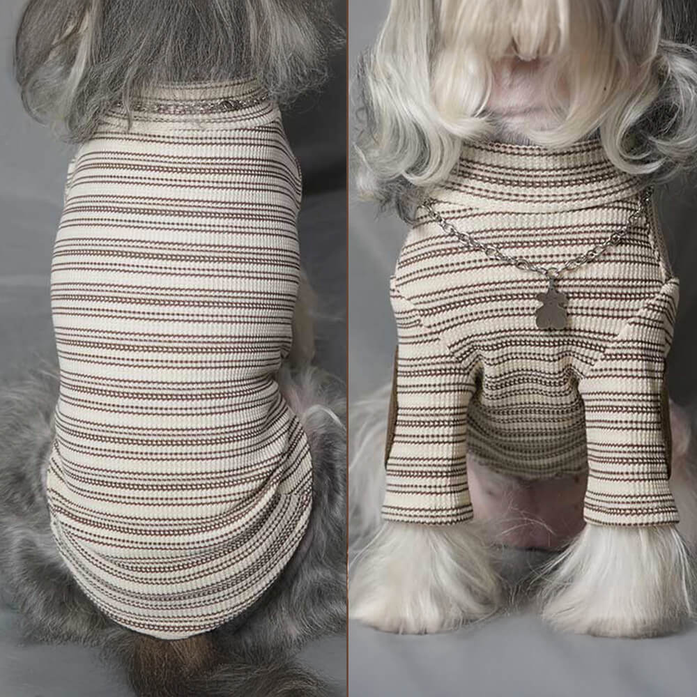 Schicker Dehnbarer Warmer Strickpullover für Hunde mit Vintage-Streifen