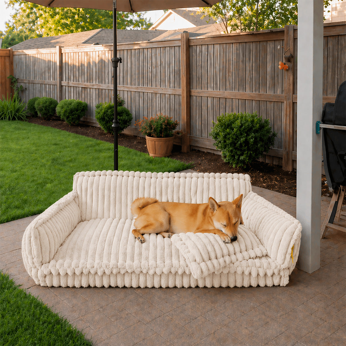 Großes waschbares flauschiges orthopädisches weiches Hundekissen für draußen - Snoozy Dream Hundesofa