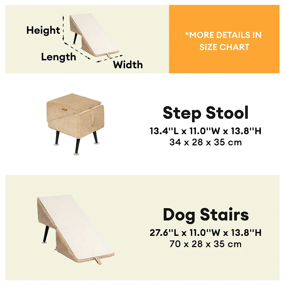 3-in-1 Bequeme Cordura Verstärkte Legierung Haustierrampe & Seitenhocker – StepSure