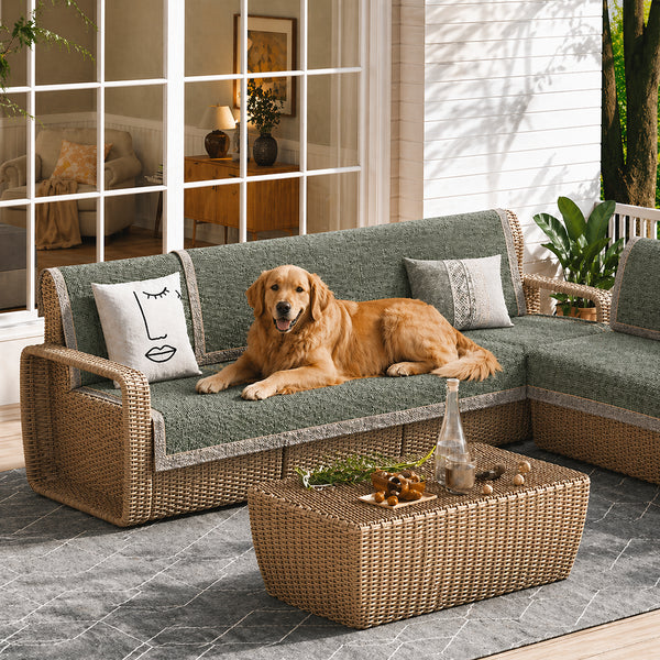 Moderner Rutschfester Outdoor Sofabezug aus Gewebtem Tweed-Chenille für alle Jahreszeiten