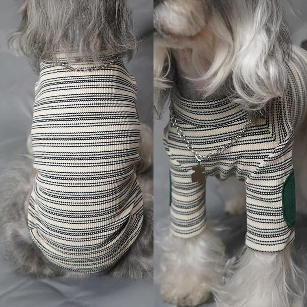 Schicker Dehnbarer Warmer Strickpullover für Hunde mit Vintage-Streifen