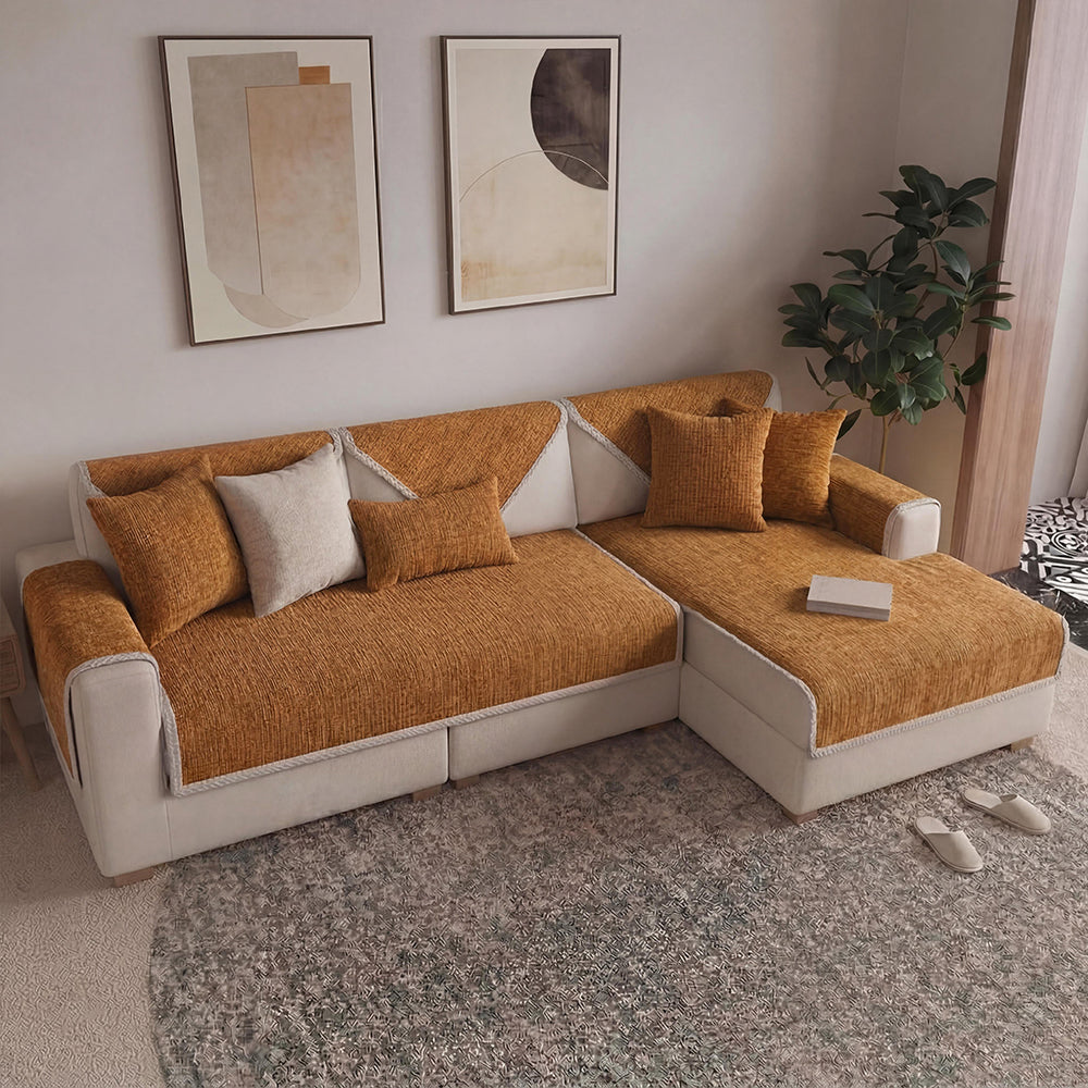 Wasserfest Antimikrobiell Einfaches Chenille-Gewebe Kratzfest Sectional Sofa-Bezug