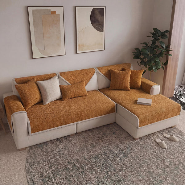 Wasserfest Antimikrobiell Einfaches Chenille-Gewebe Kratzfest Sectional Sofa-Bezug