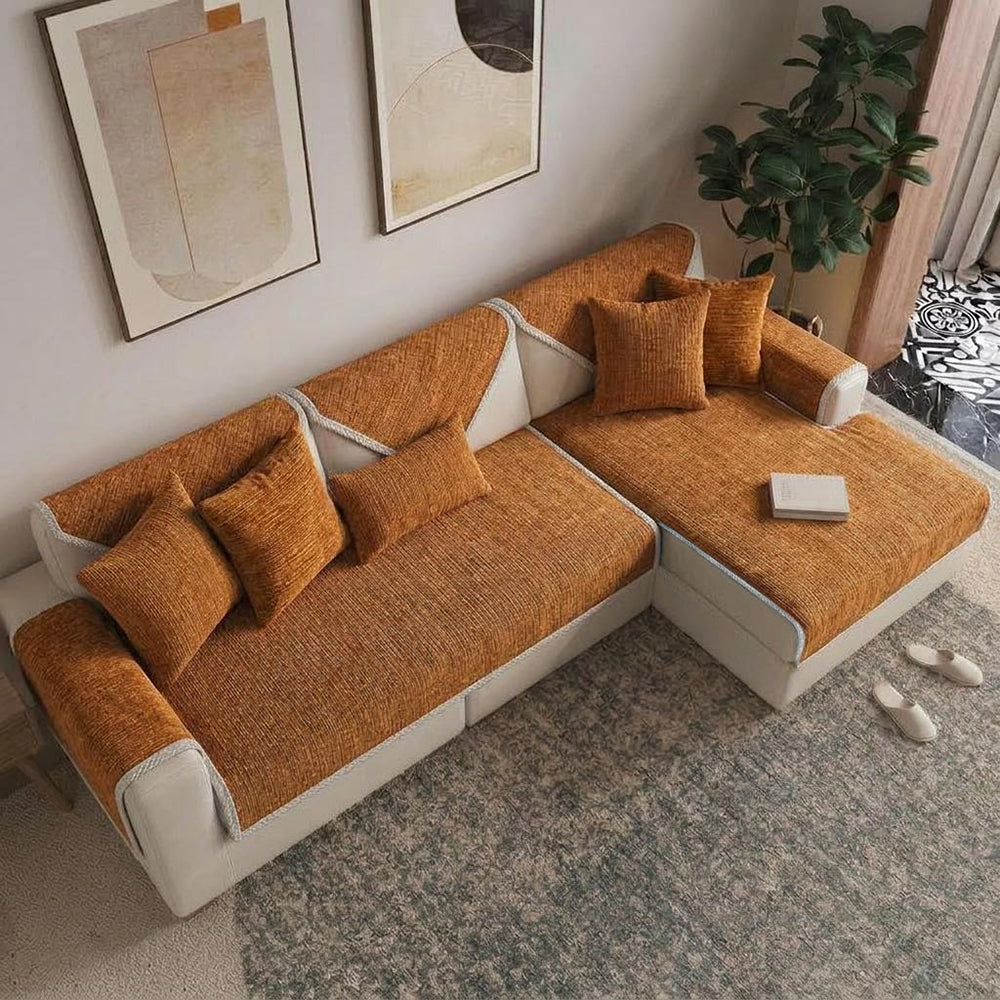 Wasserfest Antimikrobiell Einfaches Chenille-Gewebe Kratzfest Sectional Sofa-Bezug