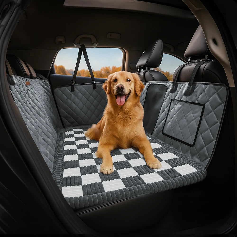 Gemütliche Karo-Rutschfeste Hundebettmatte für Sitzverlängerung im Auto