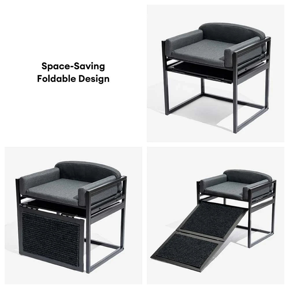 Erhöhtes Haustier-Schlafsofa mit Treppe für das Bett oder Hundefensterplatz - Haustierfreundliches Schlafzimmer