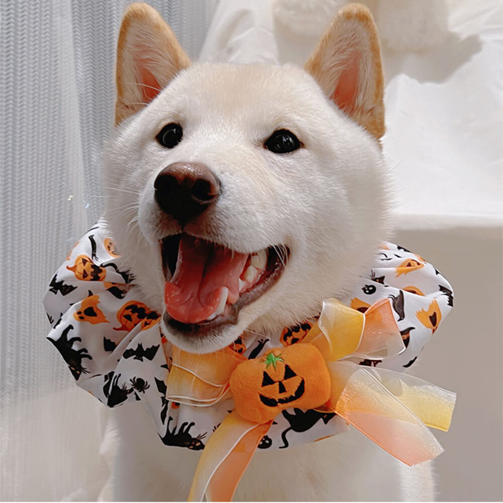 Niedlicher Kürbis Rüschen Halloween Hunde Bandana Schal