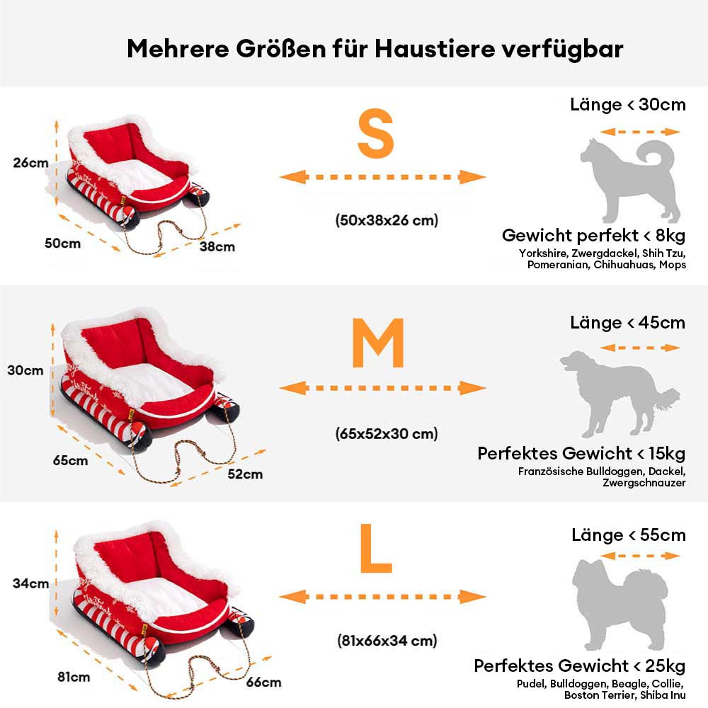 Festliches Gemütliches Hundebett aus Plüsch – Weihnachtsschlitten