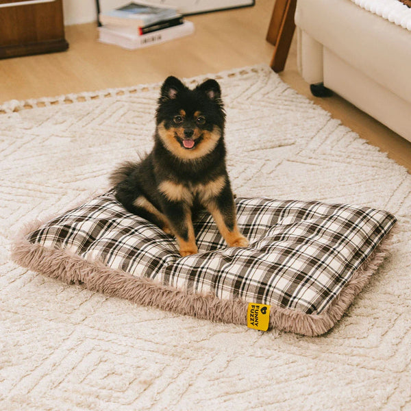 Doppelseitige Plüsch-Hundematte mit Karomuster