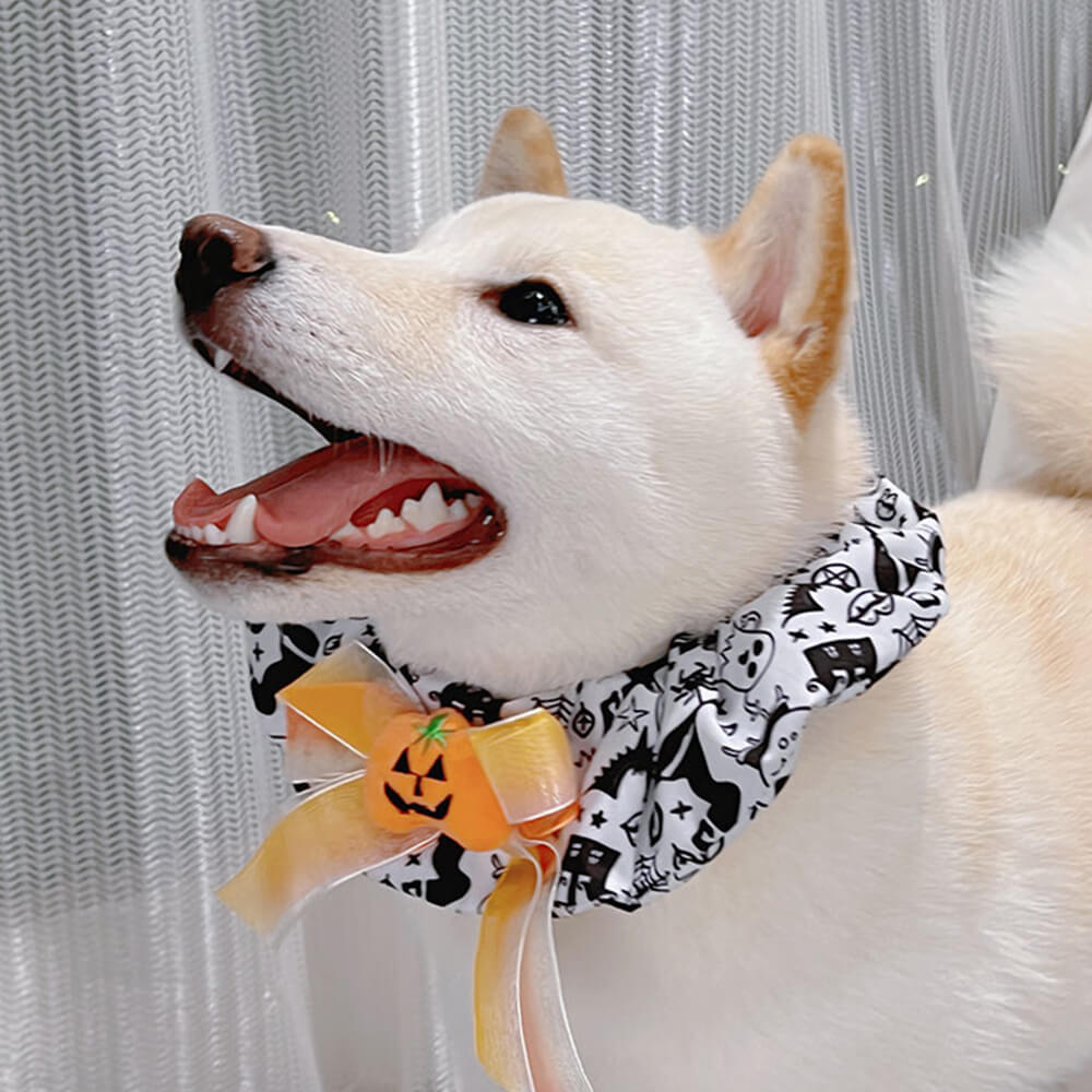 Niedlicher Kürbis Rüschen Halloween Hunde Bandana Schal