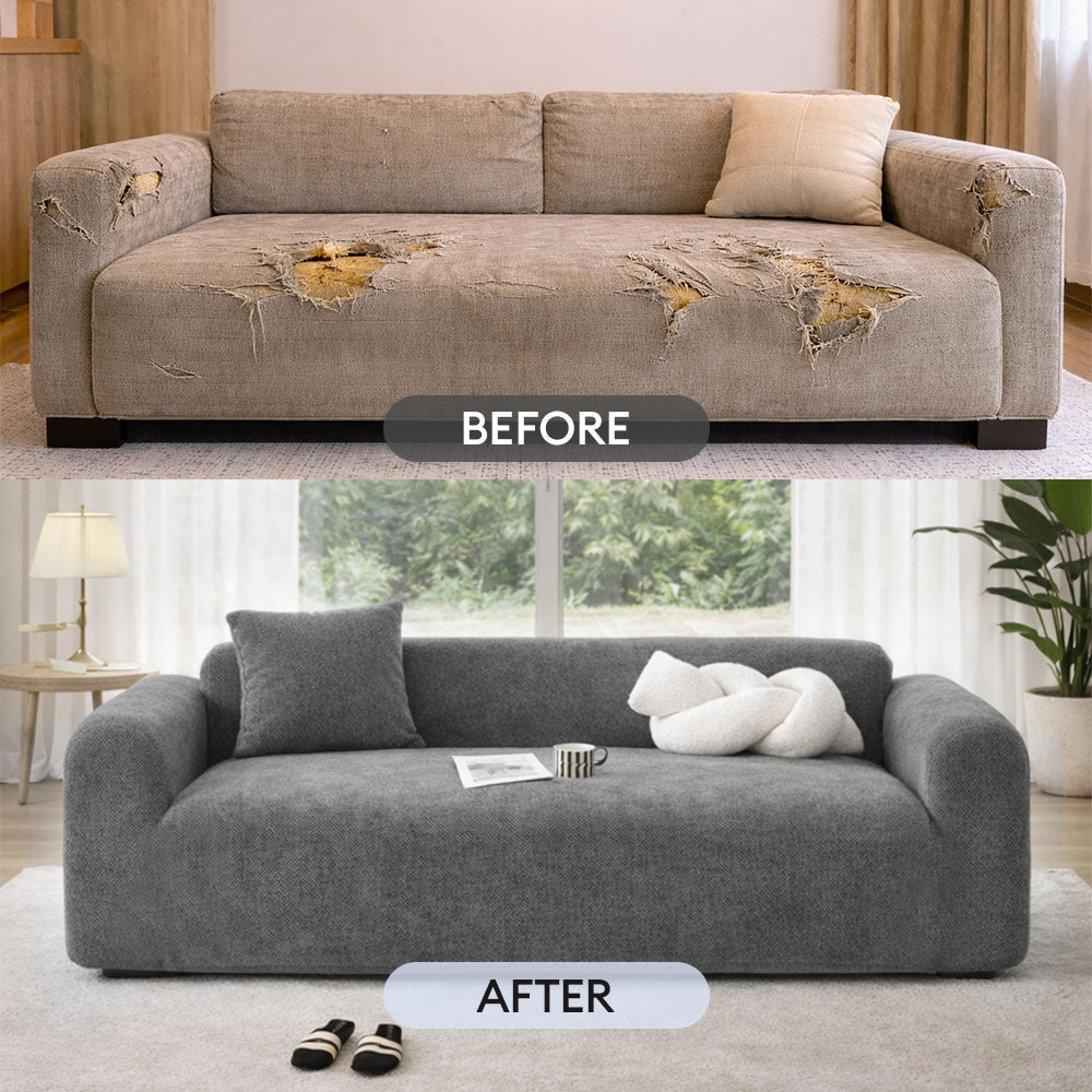 Zickzack Vollabdeckung Kratzfest Sofa Schutz Magische Stretch Eckcouchbezug