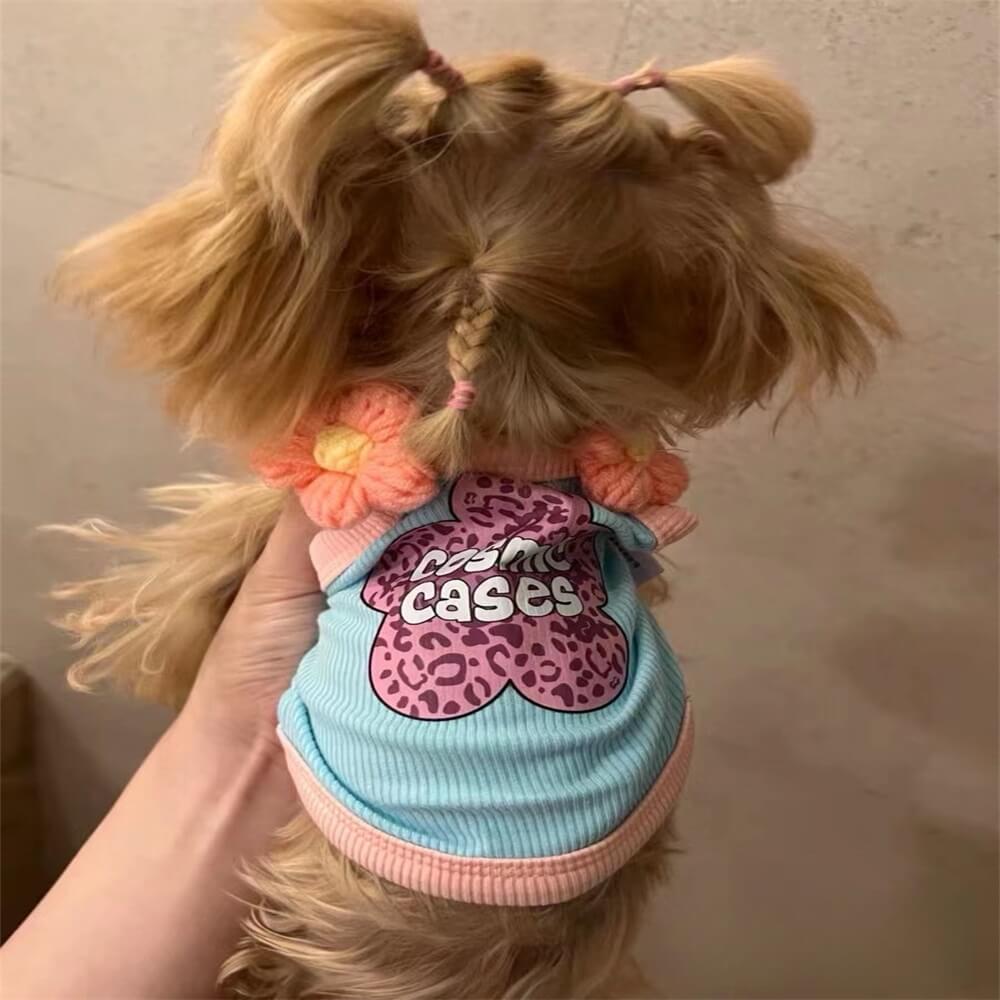 Hunde-Tanktop mit Blumendetails – Süße Sommer-Haustierbekleidung