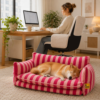 Trendige gestreifte Kunst-Lammwolle doppellagige Hund- & Katzen-Sofabetten - Home Office