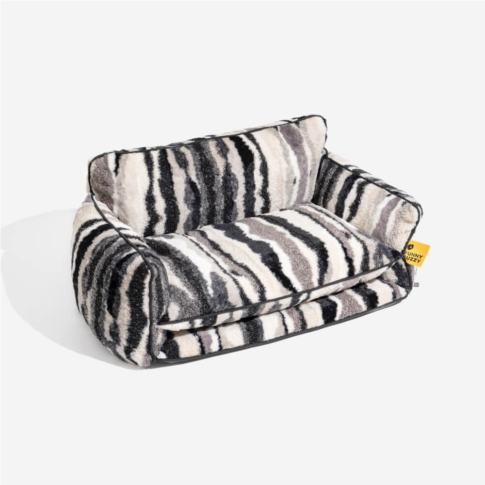 Trendige gestreifte Kunstlammfell Doppel-Layer Hund- und Katzen-Sofa-Bett - Outdoor