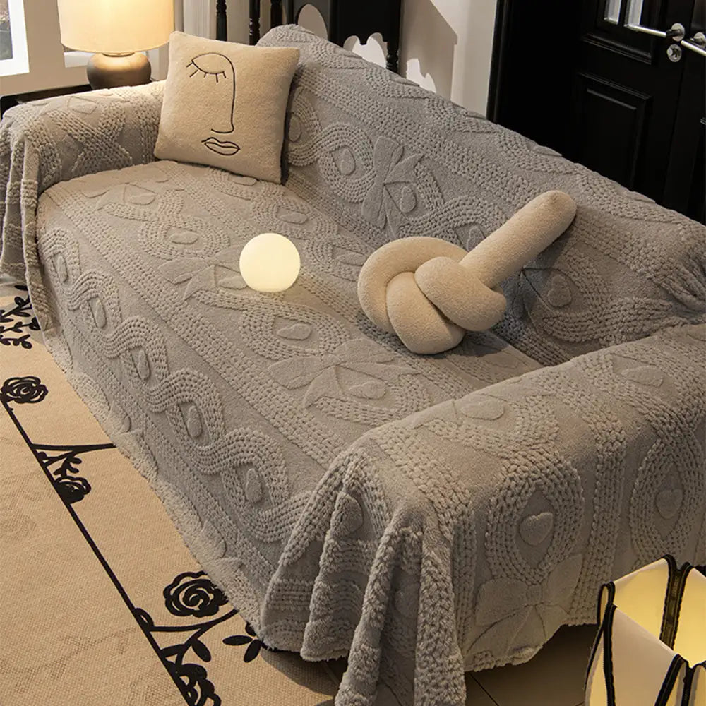 Schleifen-Jacquard-Plüsch multifunktionale Sofadecke Couchbezug