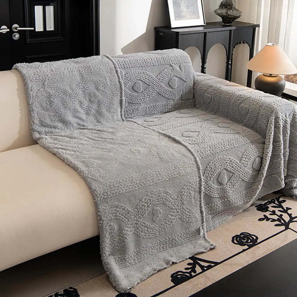 Schleifen-Jacquard-Plüsch multifunktionale Sofadecke Couchbezug