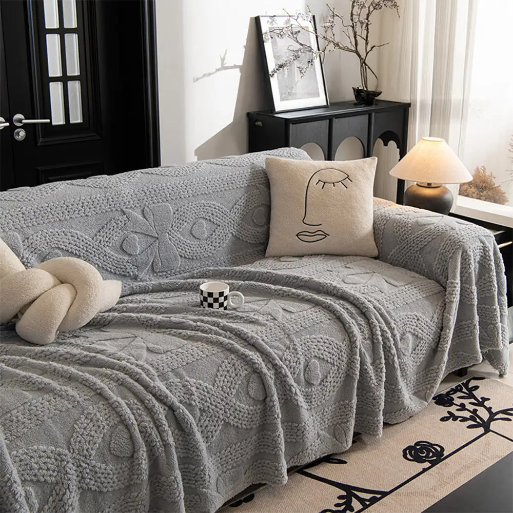 Schleifen-Jacquard-Plüsch multifunktionale Sofadecke Couchbezug
