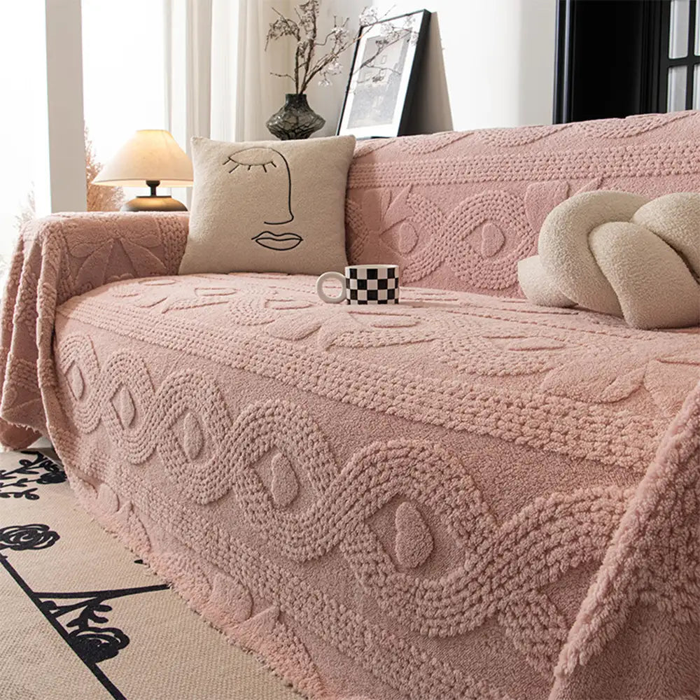 Schleifen-Jacquard-Plüsch multifunktionale Sofadecke Couchbezug
