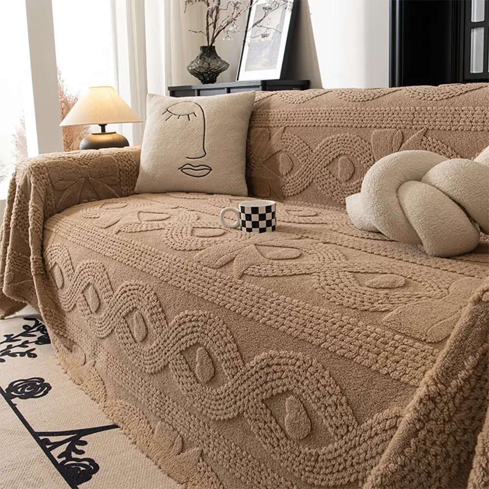 Schleifen-Jacquard-Plüsch multifunktionale Sofadecke Couchbezug