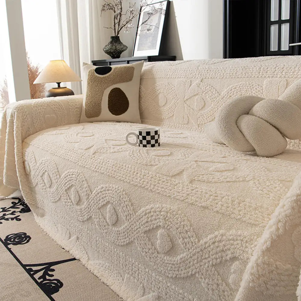 Schleifen-Jacquard-Plüsch multifunktionale Sofadecke Couchbezug
