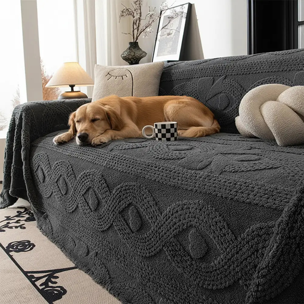 Schleifen-Jacquard-Plüsch multifunktionale Sofadecke Couchbezug