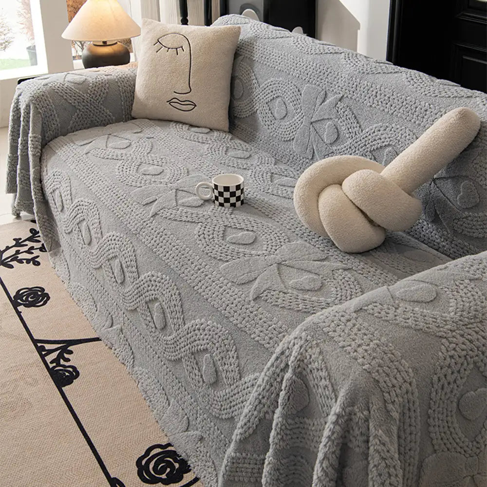 Schleifen-Jacquard-Plüsch multifunktionale Sofadecke Couchbezug