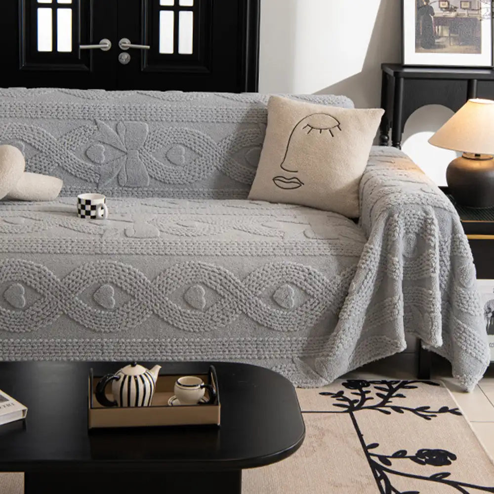 Schleifen-Jacquard-Plüsch multifunktionale Sofadecke Couchbezug