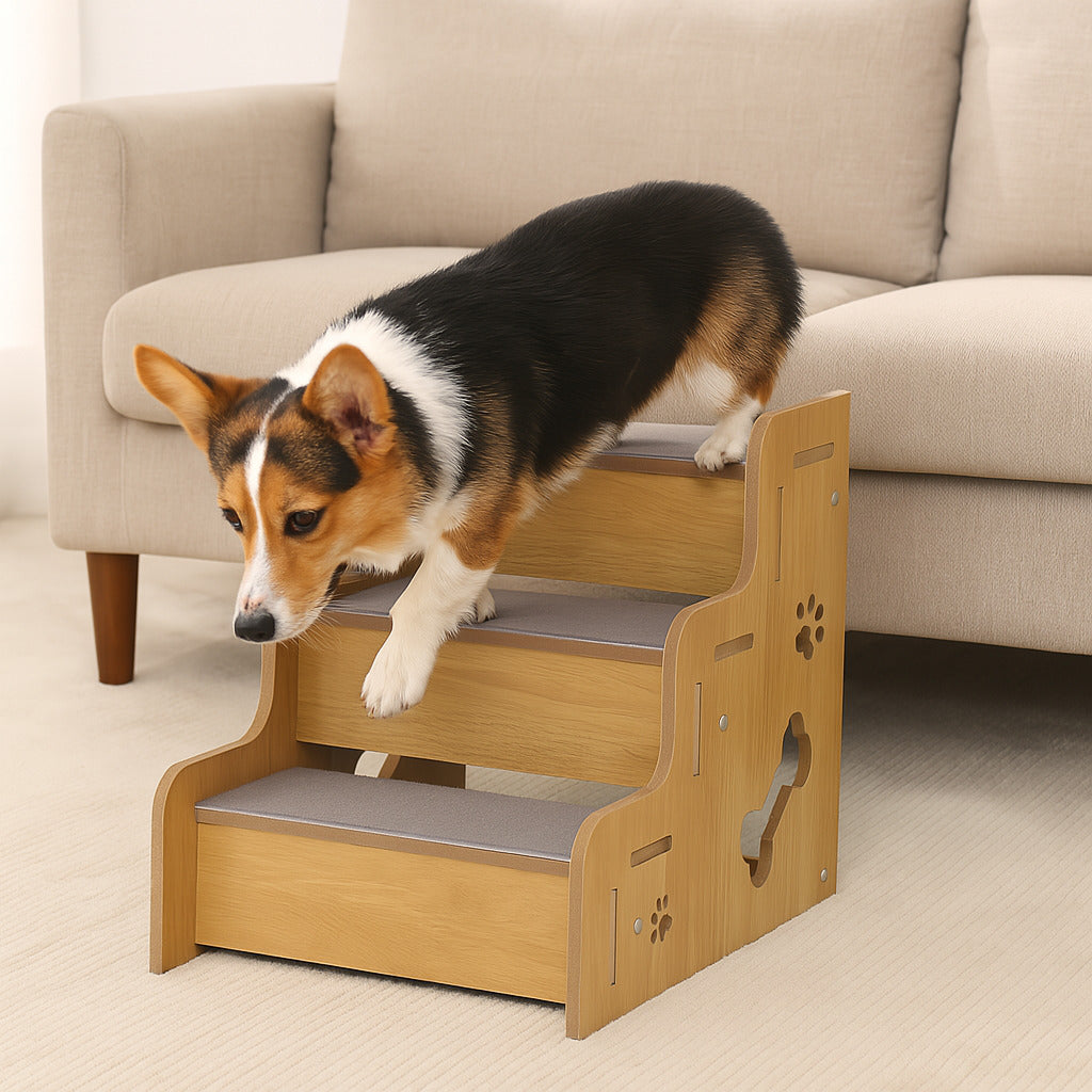 Sichere robuste Holz-Hunde-Rampe Treppe rutschfest