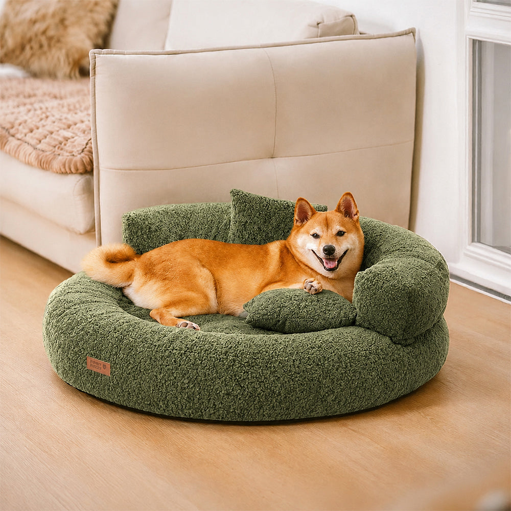 Luxe Diamond Velvet Abnehmbares Orthopädisches Donut-Hundebett mit Kissen - DreamNest