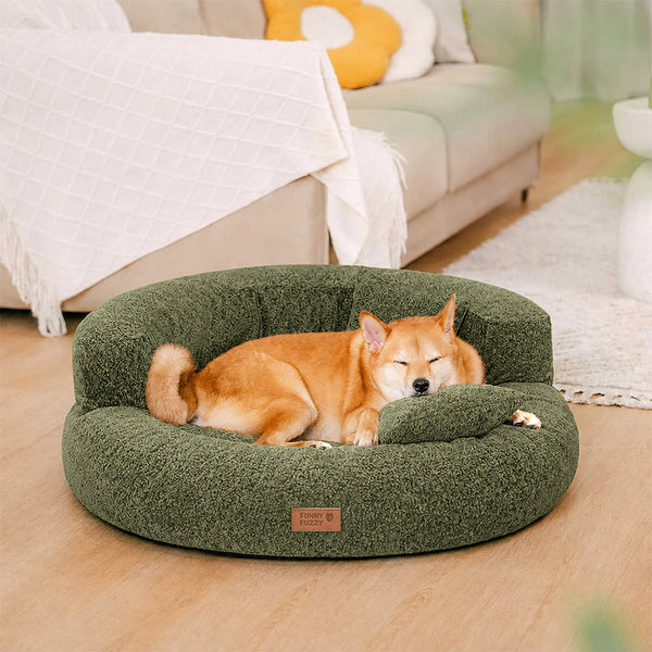 Orthopädisches Donut-Hundebett aus Diamond Velvet mit abnehmbarem Kissen – DreamNest