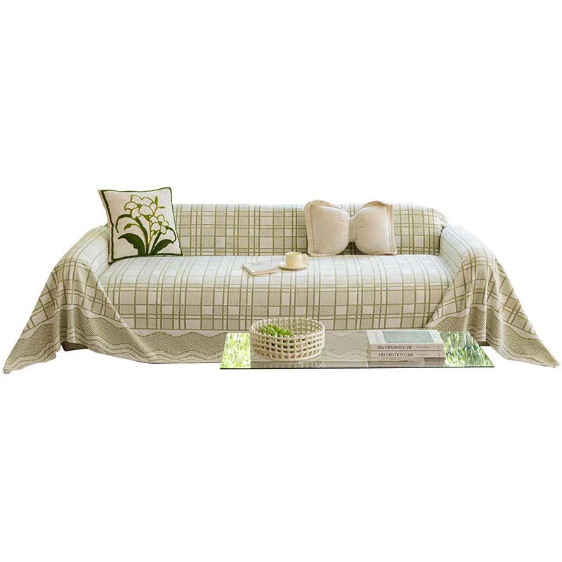 Karo-Muster Atmungsaktive Chenille Sofa-Schutz-Husse