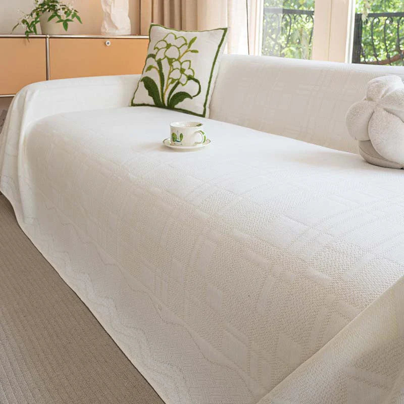 Karo-Muster Atmungsaktive Chenille Sofa-Schutz-Husse