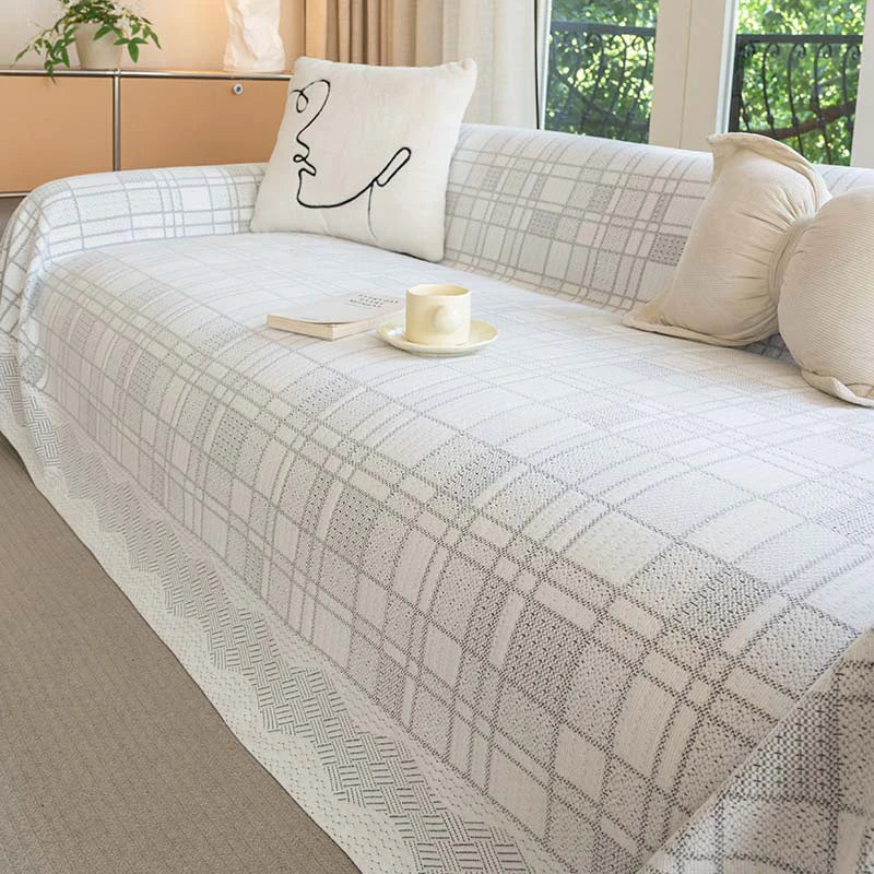 Karo-Muster Atmungsaktive Chenille Sofa-Schutz-Husse