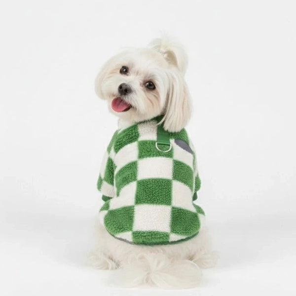 Kariertes Fleece-Hundejacke – Mutiger Stil und Wärme für Winterspaziergänge