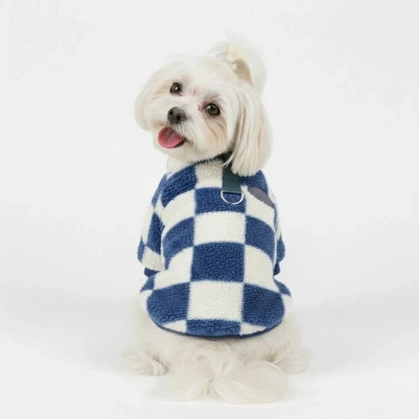 Kariertes Fleece-Hundejacke – Mutiger Stil und Wärme für Winterspaziergänge