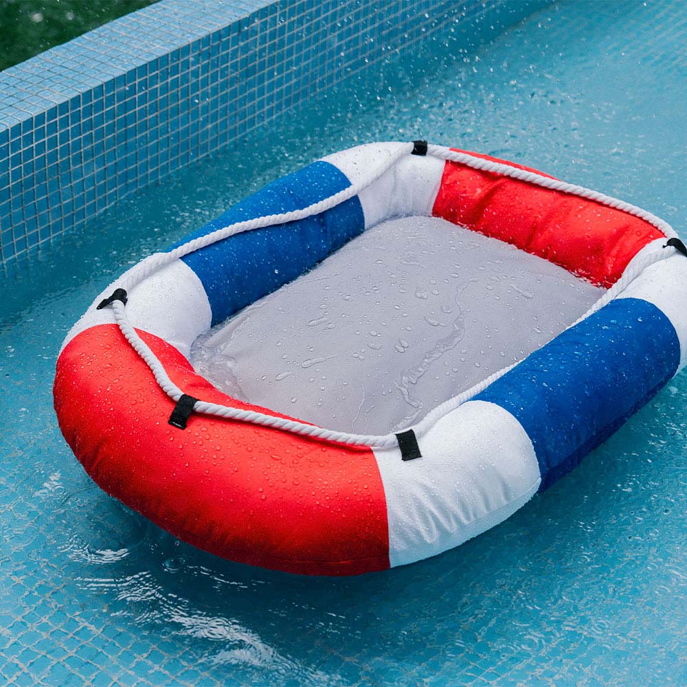 Sommerliche, kühlende, wasserdichte, bootförmige Tierliege oder Kissen – Chill Raft