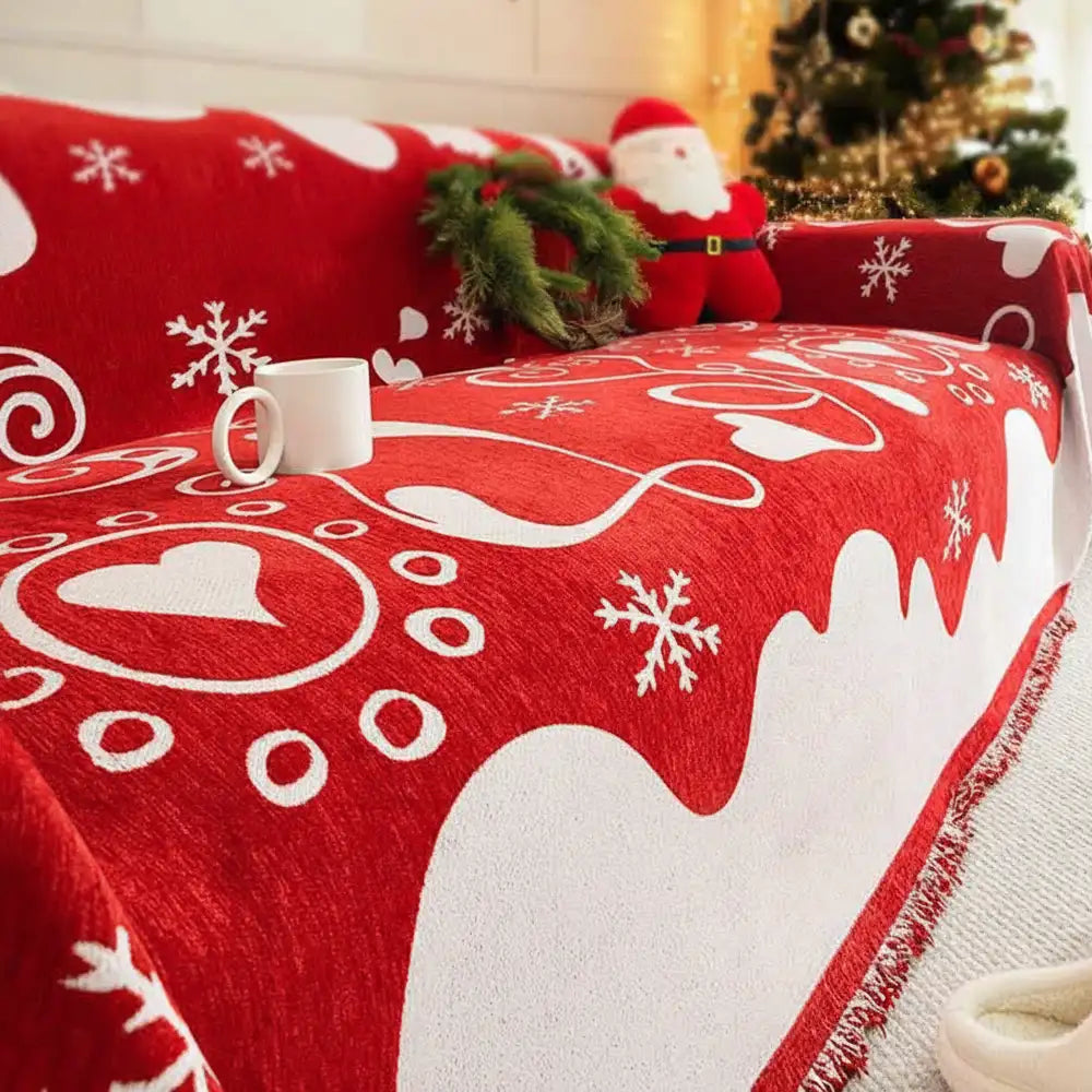 Weihnachtsdekoration Chenille Abriebfeste Sofa-Decke Couchbezug