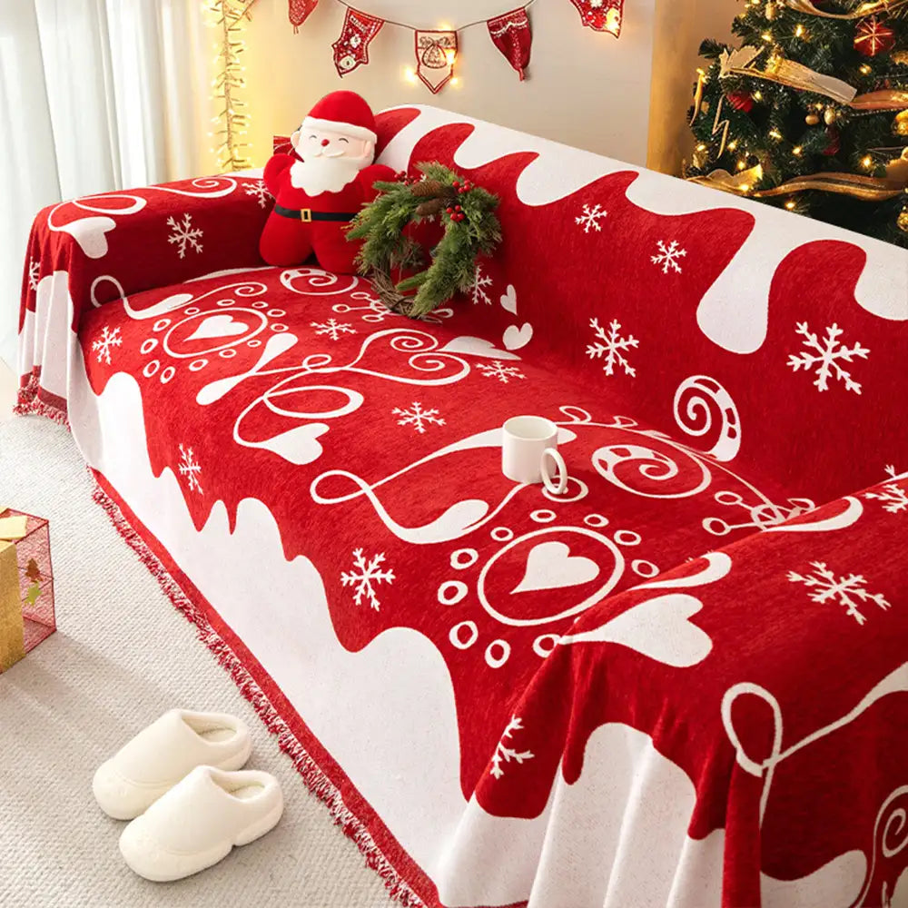 Weihnachtsdekoration Chenille Abriebfeste Sofa-Decke Couchbezug