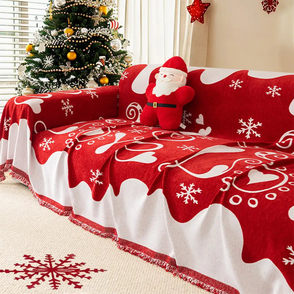 Weihnachtsdekoration Chenille Abriebfeste Sofa-Decke Couchbezug
