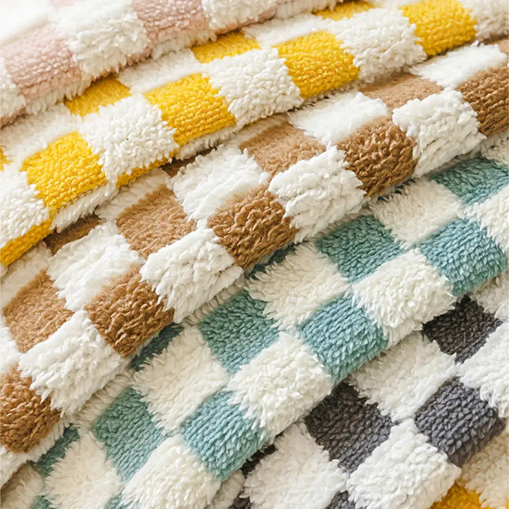 Klassische Schachbrett-Muster Plüsch bequemer, kratzfester, rutschfester Sofaüberzug