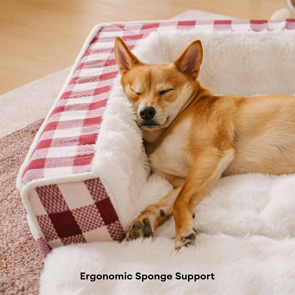 Erweiterbares Waschbares Klassisches Kariertes Ergonomisches Hundebett zum Beruhigen