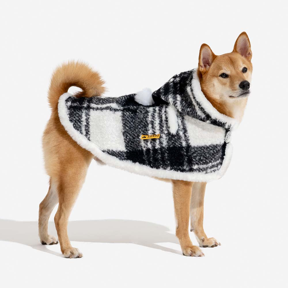 Klassischer Karierter Warmer Poncho für Mensch und Hund - Festliche Begleiter